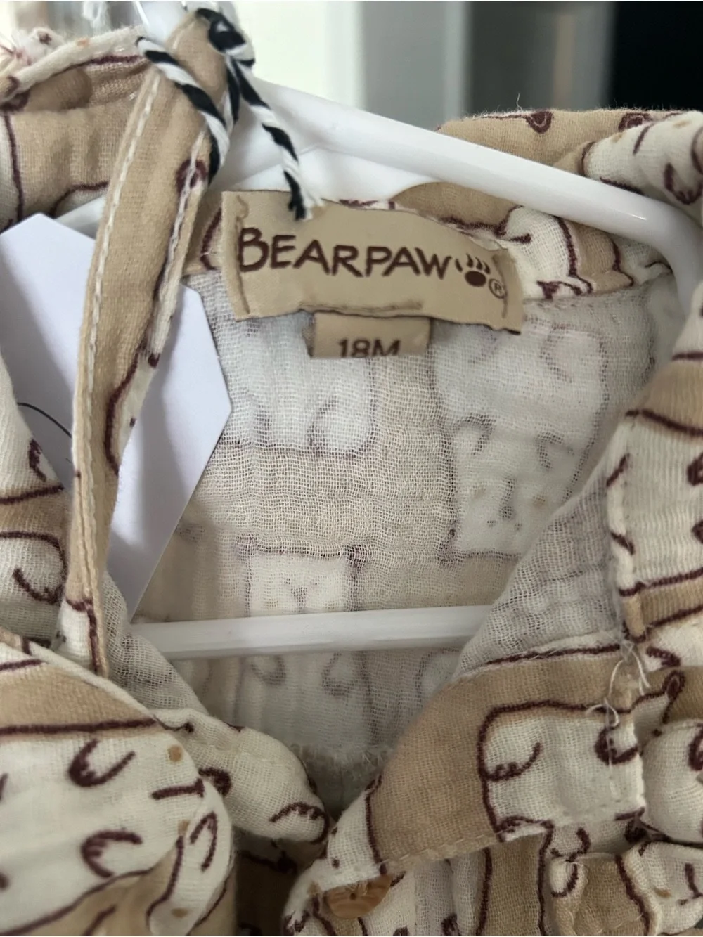 BearPaw Beige and White Bear Print Kids Matching Set